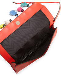Rebecca Minkoff Sofia Leather Tassel Clutch Bag Poppy Red