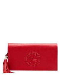 Gucci Soho Leather Clutch Bag Red