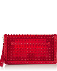 Valentino Studded Leather Trimmed Pvc Clutch