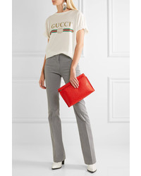 Loewe T Embossed Leather Clutch Red