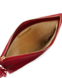 Lauren Merkin Winnie Leather Evening Clutch Bag Red