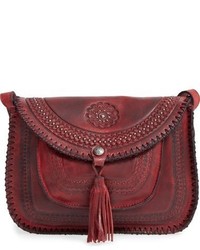 Patricia Nash Beaumont Distressed Vintage Leather Crossbody Bag Red