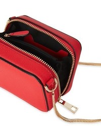 Topshop By Ona Boxy Faux Leather Crossbody Bag Red