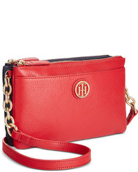 Tommy Hilfiger Double Zip Colorblocked Pebble Leather Crossbody