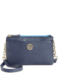 Tommy Hilfiger Double Zip Colorblocked Pebble Leather Crossbody