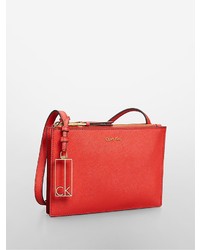Calvin Klein Galey Saffiano Leather Triple Compartt Crossbody Bag