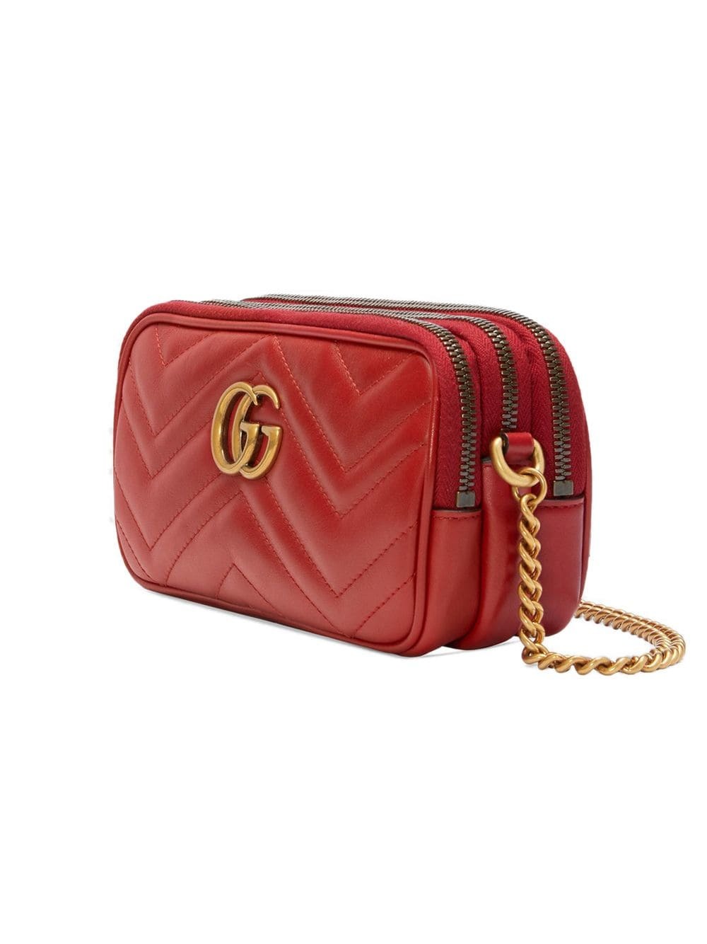 Gg marmont chain leather crossbody bag Gucci Red in Leather - 31787924