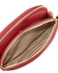 Neiman Marcus Greco Leather Crossbody Bag Lipstick Red