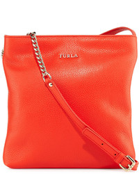 Furla Julia Leather Crossbody Bag With Chain Handles Arancio
