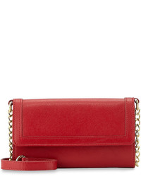 Neiman Marcus Leather Cell Phone Crossbody Bag Red