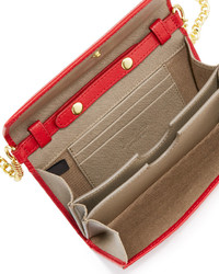 Neiman Marcus Leather Phone Case Crossbody Bag Red