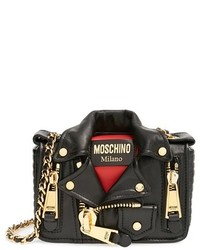 Moschino Mini Leather Jacket Crossbody Bag Black