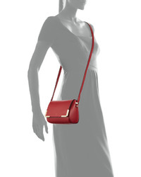 Neiman Marcus Made In Italy Saffiano Flap Crossbody Bag Dark Red