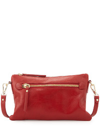 Neiman Marcus Made In Italy Sauvage Flat Leather Crossbody Bag Rosso Red