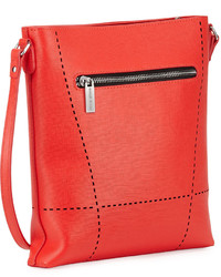 Charles Jourdan Nira Laser Cut Leather Crossbody Bag Red