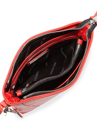 Charles Jourdan Nira Laser Cut Leather Crossbody Bag Red