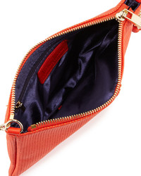 Neiman Marcus Perforated Zip Trip Crossbody Bag Poppy