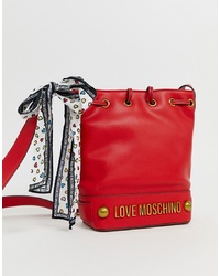 Love Moschino Red Bucket Bag With Scarf Bow
