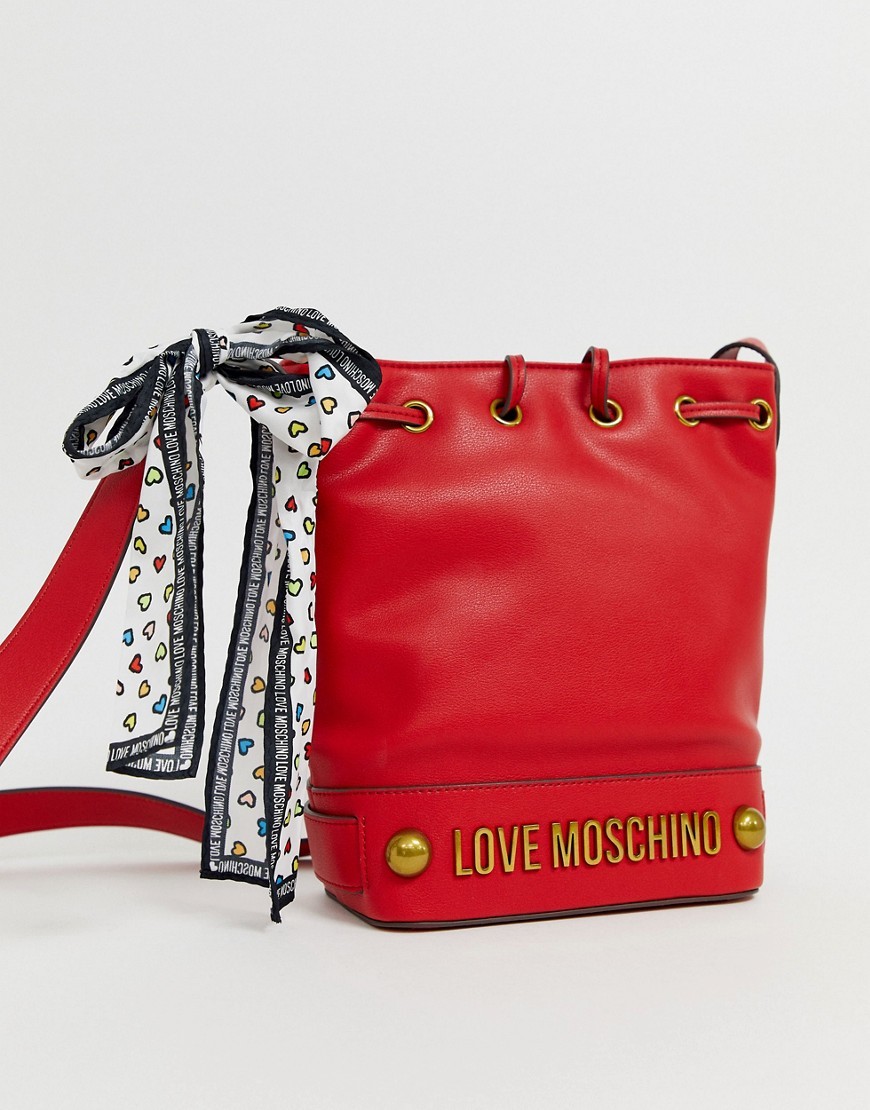 Love Moschino Red Bucket Bag With Scarf 