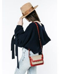Marni Red Cream Trunk Mini Leather Shoulder Bag