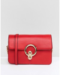 Glamorous Red Ring Detail Cross Body Bag