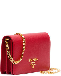 Prada Saffiano Lux Crossbody Bag Red