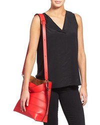 Loewe Strip Calfskin Leather Shoulder Bag Red