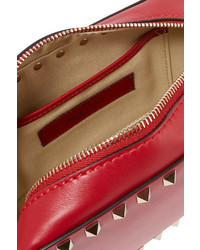 Valentino The Rockstud Leather Shoulder Bag Red