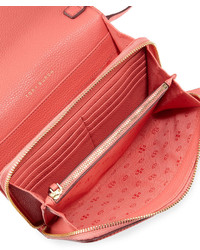 Tory Burch Thea Leather Wallet Crossbody Bag Spice Coral