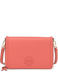 Tory Burch Thea Leather Wallet Crossbody Bag Spice Coral