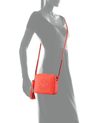 Anya Hindmarch Wink Leather Tassel Crossbody Bag Neon Coral