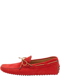 Tod's Nubuck Braided Tie Driver Red
