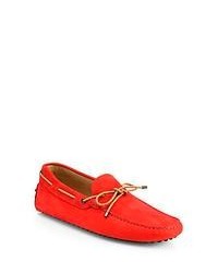 Tod's Leather Laccetto Gommini Drivers Red Shoes