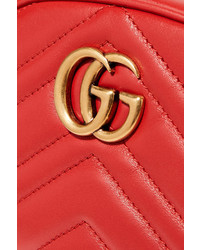 Gucci Gg Marmont Quilted Leather Belt Bag Red