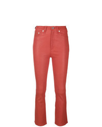 Red Leather Flare Pants
