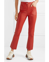 Stand Avery Cropped Leather Flared Pants