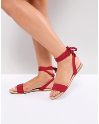 ASOS DESIGN Asos Fiola Tie Leg Flat Sandals