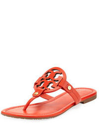 Women's Red Leather Flat Sandals by Tory Burch | Lookastic