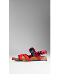 Burberry The Field Sandal In Colour Block Leather And Satin