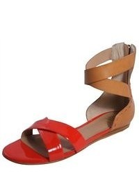 Pour La Victoire Red Brown Fabia Leather Gladiator Sandals 85
