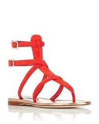 Prada Triple Strap Gladiator Sandals Red