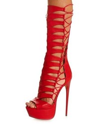 Charlotte Russe Strappy Cut Out Knee High Gladiator Heels