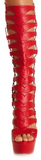 Charlotte Russe Strappy Cut Out Knee High Gladiator Heels 54