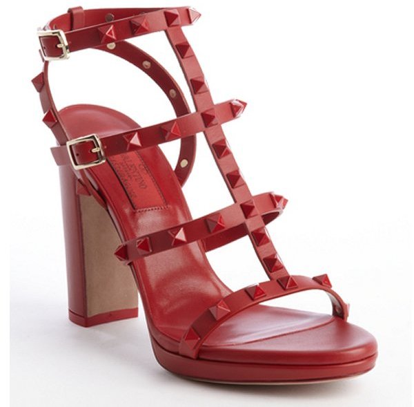 red leather sandals heels