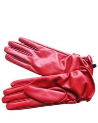 Amc Winter Long Red Faux Leather Gloves