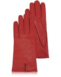Forzieri Cashmere Lined Red Italian Leather Gloves