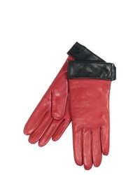 Cire by Grandoe Amber Contrast Gloves Sheepskin Leather Cashmere Lining Redblack