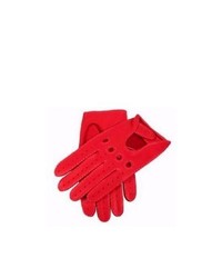 Dents Berry Deerskin Leather Driving Gloves Red