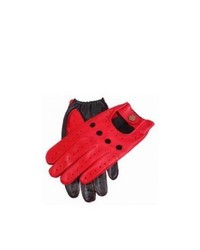 Dents Berry Leather Two Tone Driving Gloves Redblack