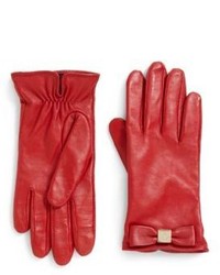 Kate Spade New York Bow Logo Leather Gloves